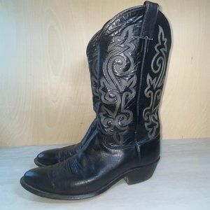 Justin Boots Black Buck Western Cowboy Boots 10.5